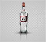 Glass vodka bottle with screw cap. Vector illustration.