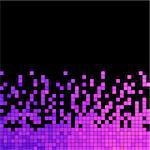 abstract vector square pixel mosaic background - purple and violet on black background
