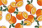 Fresh oranges background, hand drawn icons. Doodle wallpaper vector. Colorful seamless pattern with fresh fruits collection. Decorative illustration, good for printing