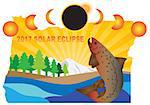 2017 Solar Eclipse Totality across Oregon State map color illustration