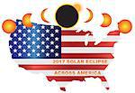 2017 Solar Eclipse Totality across America USA map color illustration