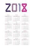 Ribbons 2018 year calendar in bright colors