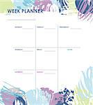 Weekly planner with grunge brush design, creative planner page