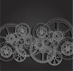 Drawing gears on a black background, vector illustration clip-art