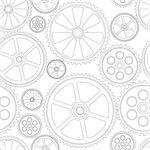 figure gears on a white background, seamless pattern, vector illustration clip-art