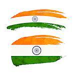 Grunge brush stroke with India national flag isolated on white