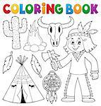 Coloring book Native American theme 2 - eps10 vector illustration.