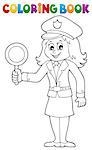 Coloring book policewoman image 1 - eps10 vector illustration.