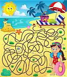 Maze 28 with beach theme 1 - eps10 vector illustration.