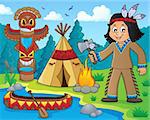 Native American boy theme image 1 - eps10 vector illustration.