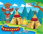 Native American campsite theme image 1 - eps10 vector illustration.