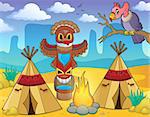 Native American campsite theme image 2 - eps10 vector illustration.