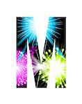 Sparkler firework letter isolated on white background. Vector design light effect alphabet. Letter M.