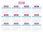 Simple 2018 year calendar, editable business template