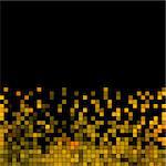 abstract vector square pixel mosaic background - brown on black background