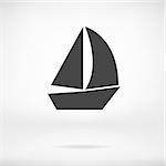 Sail Boat icon vector isolated, flat ship sign