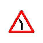 Red Dangerous turn sign - Danger Triangle Road sign isolated on white background