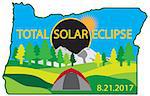 2017 Total Solar Eclipse Path across Oregon State camping tent color illustration