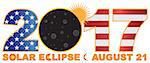 2017 Solar Eclipse Totality across America numeral USA Flag and text color illustration