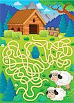Maze 30 with sheep theme - eps10 vector illustration.