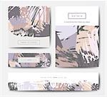 Modern grunge brush design templates, invitation, banner, art vector cards design in pastel colors