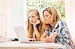 Mother and daughter using laptop