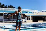 Swimmer preparing to go into pool