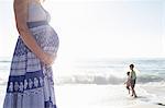 Pregnant woman on beach, Cape Town, South Africa
