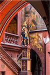 Statue of the Historic Roman senator, Lucius Munatius Plancus and frescoes at the Basel Town Hall (Rathaus), Basel, Switzerland