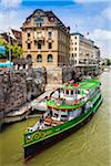Boat along the Rhine River in Basel, Switzerland