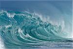 Big dramatic wave in the Pacific Ocean at Oahu, Hawaii, USA