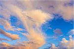 Clouds and blue sky at sunset over the Isle of Skye in Scotland, United Kingdom