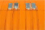 Detail of an rusted corrugated iron exterior of a warehouse on the Isle of Skye in Scotland, United Kingdom