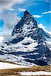 Close-up of the Matterhorn summit in spring near Zermatt in Switzerland