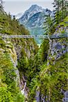 The Panorama Bridge over the Leutasch Spirit Gorge (Leutascher Geisterklamm) in Leutasch, Austria.