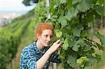 Woman working in vineyard, Baden-Wurttemberg, Germany