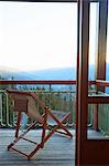 Balcony of ski chalet, Hintertux, Tirol, Austria