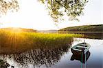 Rowboat on calm lake