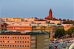 City buildings at dusk