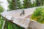 Cycling on wooden cycling track