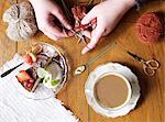 Knitting at coffee break