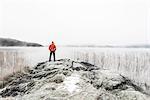 Person at frozen lake