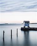 Wooden building at sea