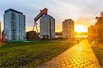 Blocks of flats at sunset