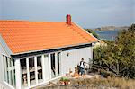 Wooden house at sea