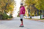 Woman on longboard