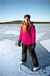 Woman on frozen lake