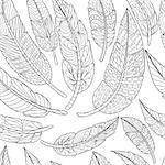 Seamless Ethnic feathers. Tribal Feathers Vintage Pattern. Hand Drawn Doodles. Vector illustration