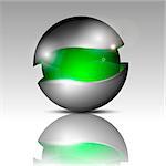 Transparent half-gray colored sphere. Vector illustration.Concept design