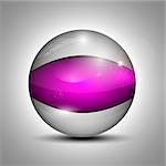 Vector illustration of the transparent glass ball with the purple line.